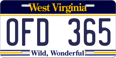WV license plate OFD365