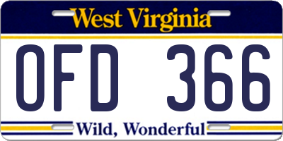 WV license plate OFD366