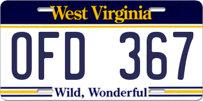 WV license plate OFD367