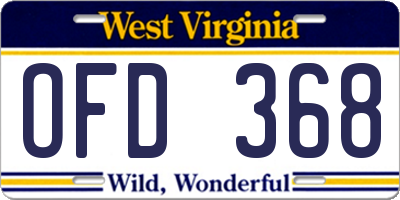 WV license plate OFD368