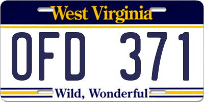 WV license plate OFD371