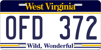WV license plate OFD372