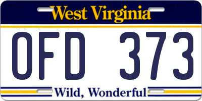 WV license plate OFD373