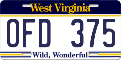 WV license plate OFD375