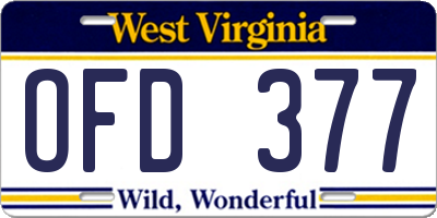 WV license plate OFD377