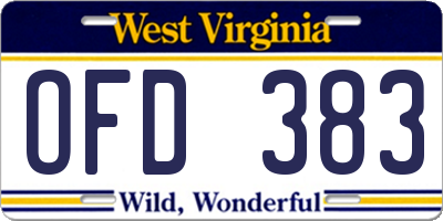 WV license plate OFD383