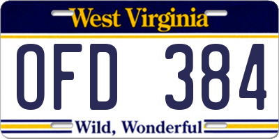 WV license plate OFD384