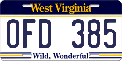 WV license plate OFD385