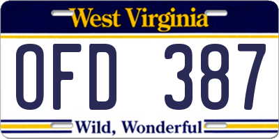 WV license plate OFD387