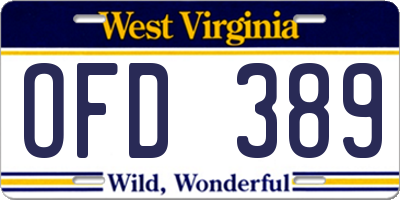 WV license plate OFD389