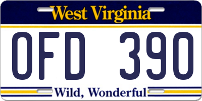 WV license plate OFD390