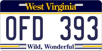WV license plate OFD393