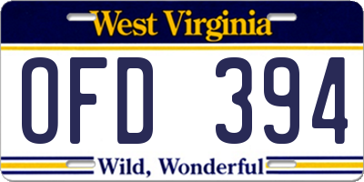 WV license plate OFD394