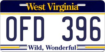 WV license plate OFD396