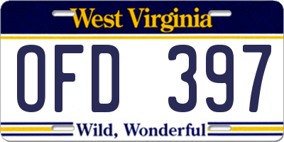 WV license plate OFD397