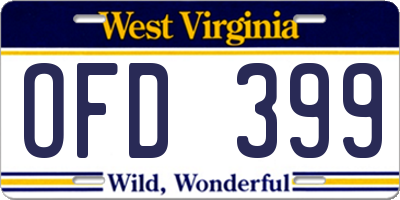 WV license plate OFD399