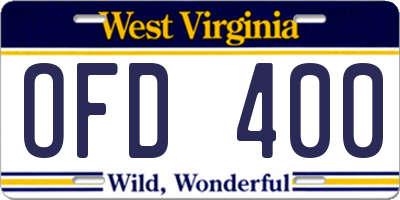 WV license plate OFD400