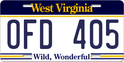 WV license plate OFD405