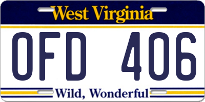 WV license plate OFD406