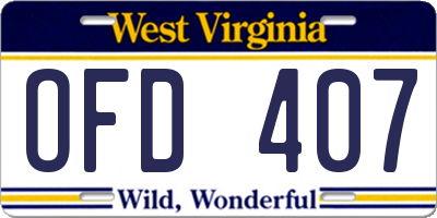 WV license plate OFD407