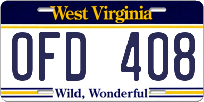 WV license plate OFD408