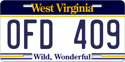 WV license plate OFD409