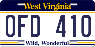 WV license plate OFD410