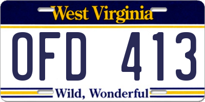 WV license plate OFD413