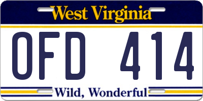 WV license plate OFD414
