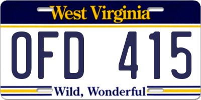 WV license plate OFD415