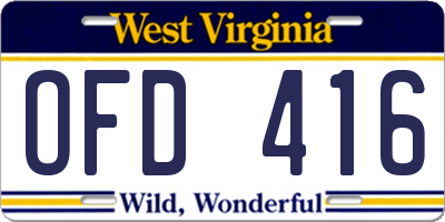 WV license plate OFD416