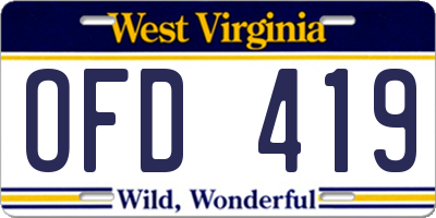 WV license plate OFD419
