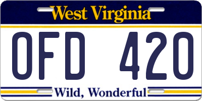 WV license plate OFD420