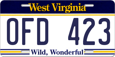WV license plate OFD423