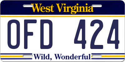 WV license plate OFD424