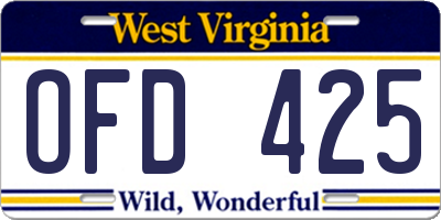 WV license plate OFD425