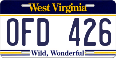 WV license plate OFD426