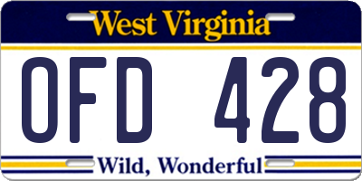 WV license plate OFD428