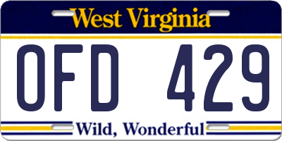 WV license plate OFD429