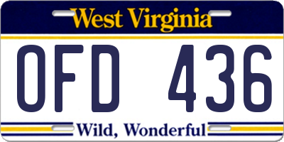 WV license plate OFD436