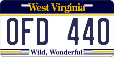 WV license plate OFD440