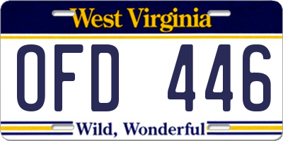 WV license plate OFD446