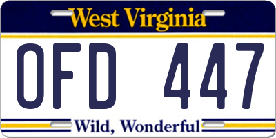 WV license plate OFD447