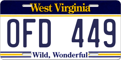 WV license plate OFD449