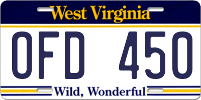 WV license plate OFD450
