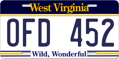 WV license plate OFD452