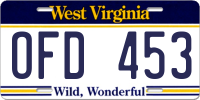 WV license plate OFD453