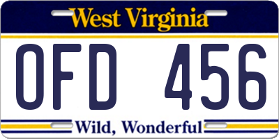 WV license plate OFD456