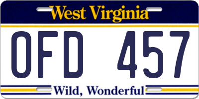 WV license plate OFD457