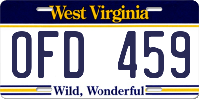 WV license plate OFD459